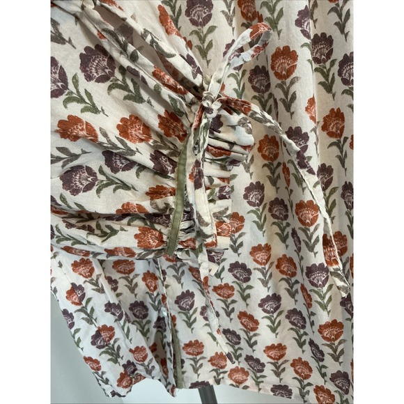 Sundance Womens Boxy 3/4 Sleeve Cotton Top Ivory Multi Floral‎ Sz Large - Picture 3 of 12